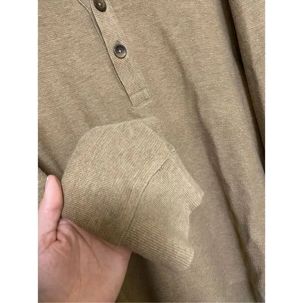 Liz Claiborne Light Brown Half Button Sweater Pullover Size XL